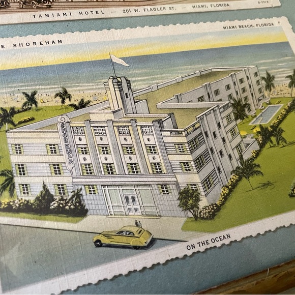 Vtg 🌴 MIAMI HOTELS Framed Post Cards 🌴 - Picture 4 of 5